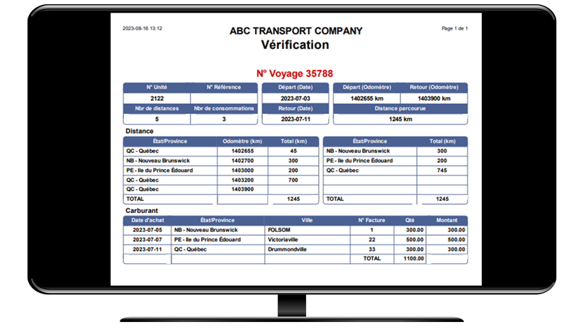 Compile vos rapports de distance